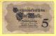 1914 Germany 5 Mark Bank Note Europe photo 1