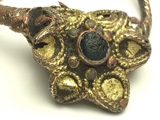 Ancient Imp.  Roman Authentic  Gold Plated Ring W/blk.  Stone .  Rare$ Ck.  Pics photo