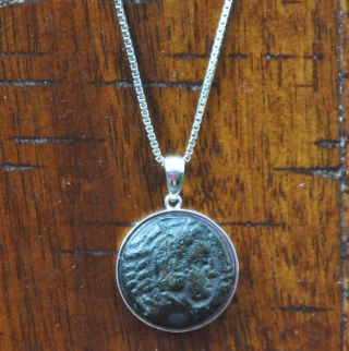 Authentic Alexander The Great Coin Pendant 925 Solid Sterling Silver Necklace photo