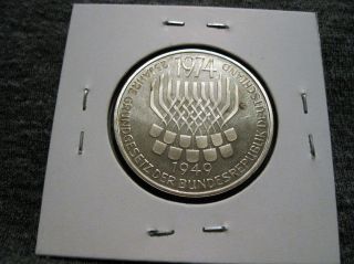 Germany 5 Mark 1974 F.  625 Silver Constitutional Law Anniversary Km 138 photo
