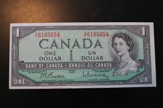 Canada 1954 $1 Bill,  Crisp & Uncirculated photo