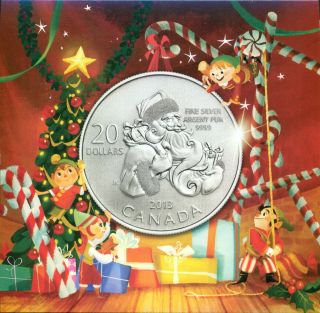 2013 Santa $20 For $20 Pure Silver Commemorative Canada Coin photo