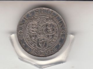 Very Sharp 1898 Queen Victoria Sterling Silver Shilling British Coin photo