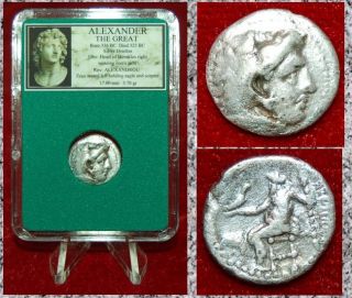 Ancient Greek Coin Of Alexander The Great Zeus Seated On Reverse Silver Drachm photo
