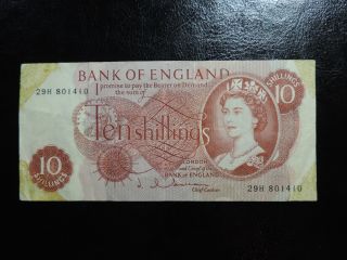 10 Shillings Pound Bank Of England 29h 801410 Great Britain Uk Gbp F photo