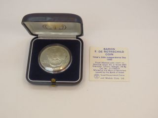 1982 Israel Baron E.  De Rothschild 2 Sheqalim Silver Coin Proof W Box photo