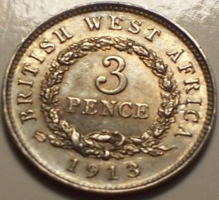 British West Africa,  1913 George V 3 Pence,  Three Pence. photo
