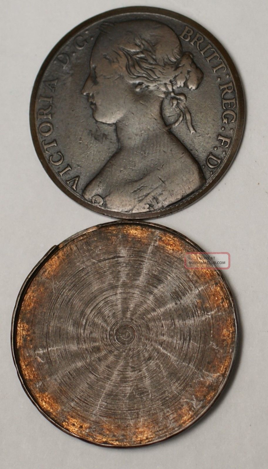 1862 Great Britain Large Queen Victoria Penny Trick Double Hollowed Out