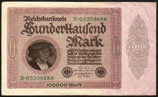 German 100000 Mark 1923 Series: S03209688 - 