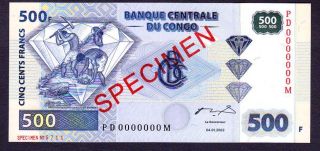 Congo Banknote,  500 Fr - Specimen,  Unc photo