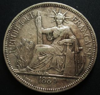 1889 - A French Indo China Silver Piastre 27.  215g Better Date : As Scan photo
