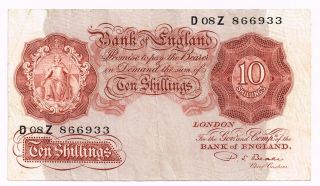 1949 - 55 Great Britain 10 Shillings Note - P368b photo
