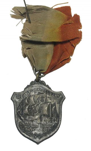 1909 Hudson - Fulton Celebration Shield Medal Albany York By Dieges & Clust photo