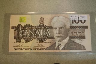 1988 Canada $100 Banknote Bill Uncirculated,  Bc - 60a Thiessen - Crow Ajw photo