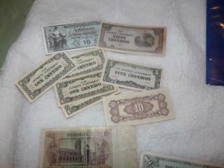 Vintage Paper Foreign Currency Japanese 1941 - 45 Fifty,  10 - 5 - 1centavos Peso - Etc photo