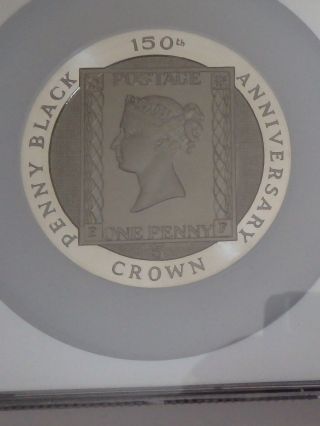 1990 Isle Of Man 5 - Oz Silver Penny Black Ngc Gem Proof photo