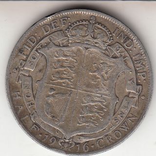 1916 King George V Half Crown (2/6d) - Sterling Silver Coin photo