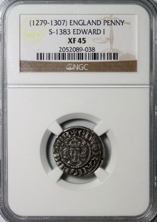 1279 - 1307 England Edward I Silver Penny Ngc Xf - 45 S - 1383 photo