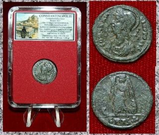 Ancient Roman Empire Coin Commemorative City Of Constantinopolis Winged Victory photo