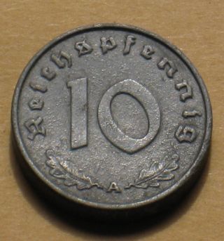 Coin Nazi Germany 10rp 1942a W/ Swastika World War Ii photo