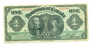 1911 Ottawa,  Canada One Dollar Note - Green Line Version photo