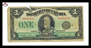 1923 The Dominion Of Canada $1 Dollar Banknote photo