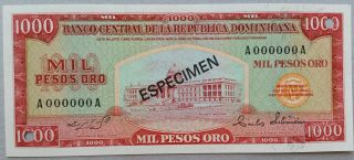 Dominican Republic 1000 Pesos Nd (1964 - 74) Pick 106s1 Unc Specimen photo