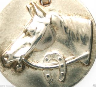Horse & Lucky Shoe With Monogram Decors - Antique Silver Medal Pendant photo
