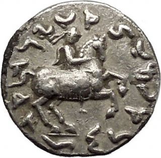 Antimachos Ii Baktrian Indo - Greek Kingdom In India Horse Nike Silver Coin I46258 photo