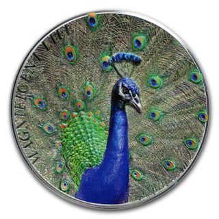2015 Cook Islands - Magnificent Life Peacock 1 Oz Silver Coin (, Case) photo