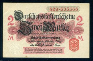 Germany 2 Mark 12.  8.  1914 P - 53 Ef Circulated Banknote photo