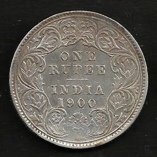 British India - 1900 - Victoria Empress - One Rupee - Ex Rarest Silver Coin photo