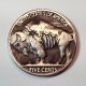 Hobo Nickel Skull & Buffalo Zombie 1927 Ohns Walking Dead Hand Carved Coin 155 Exonumia photo 2
