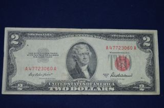 $2 U.  S.  Note Two Dollar Bill Red Seal 1928a Fine photo