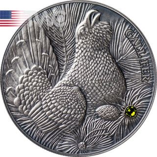 Andorra 2014 10 Diner Wood Grouse - Atlas Of Wildlife Antique Finish Silver Coin photo