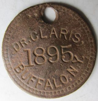 York,  Buffalo,  Dr.  Claris Brass Key Tag Or Check Token,  C1900 Veterinarian photo