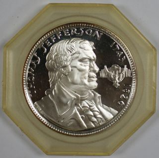 1745 - 1826 Thomas Jefferson Silver Proof Life Liberty Pursuit Of Happiness Medal photo