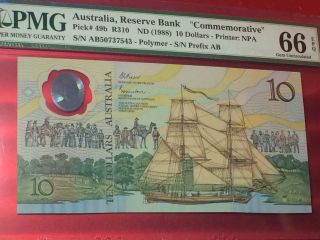Australia,  Nd (1988) 10 Dollars P 49b Pmg 66 Epq Nr photo