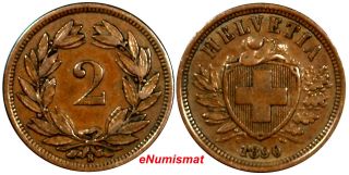 Switzerland Bronze 1890 B 2 Rappen Last Date For Type Km 4.  1 photo