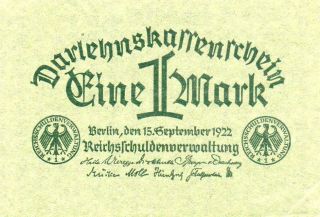 Xxx - Rare German 1 Mark Banknote Darlehnskassenschein From 1922 Unc? photo