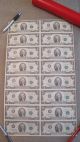 Uncut Sheet Of (16) $2 Bills 1976 Series Uncirculated Small Size Notes photo 1