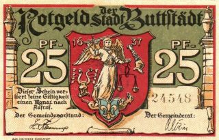 Xxx - Rare German 25 Pfennig Notgeld Banknote Buttstädt Unc photo