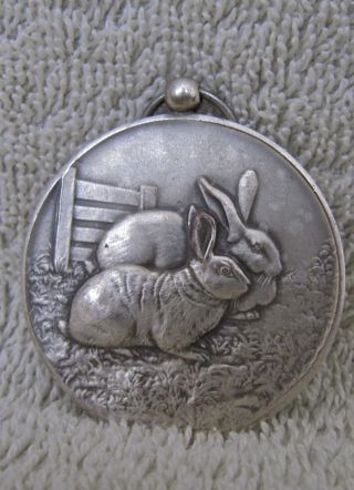 1956 Vintage Dutch Rabbit Medal 2 Bunnies In Relief photo