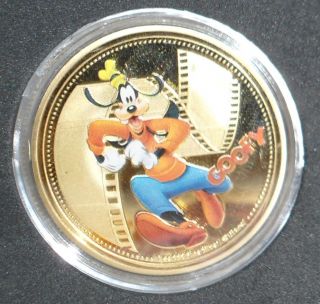 Uncirculated 2014 Disney Goofy 24k Gold Plated Coin 1 Ounce In Capsule photo