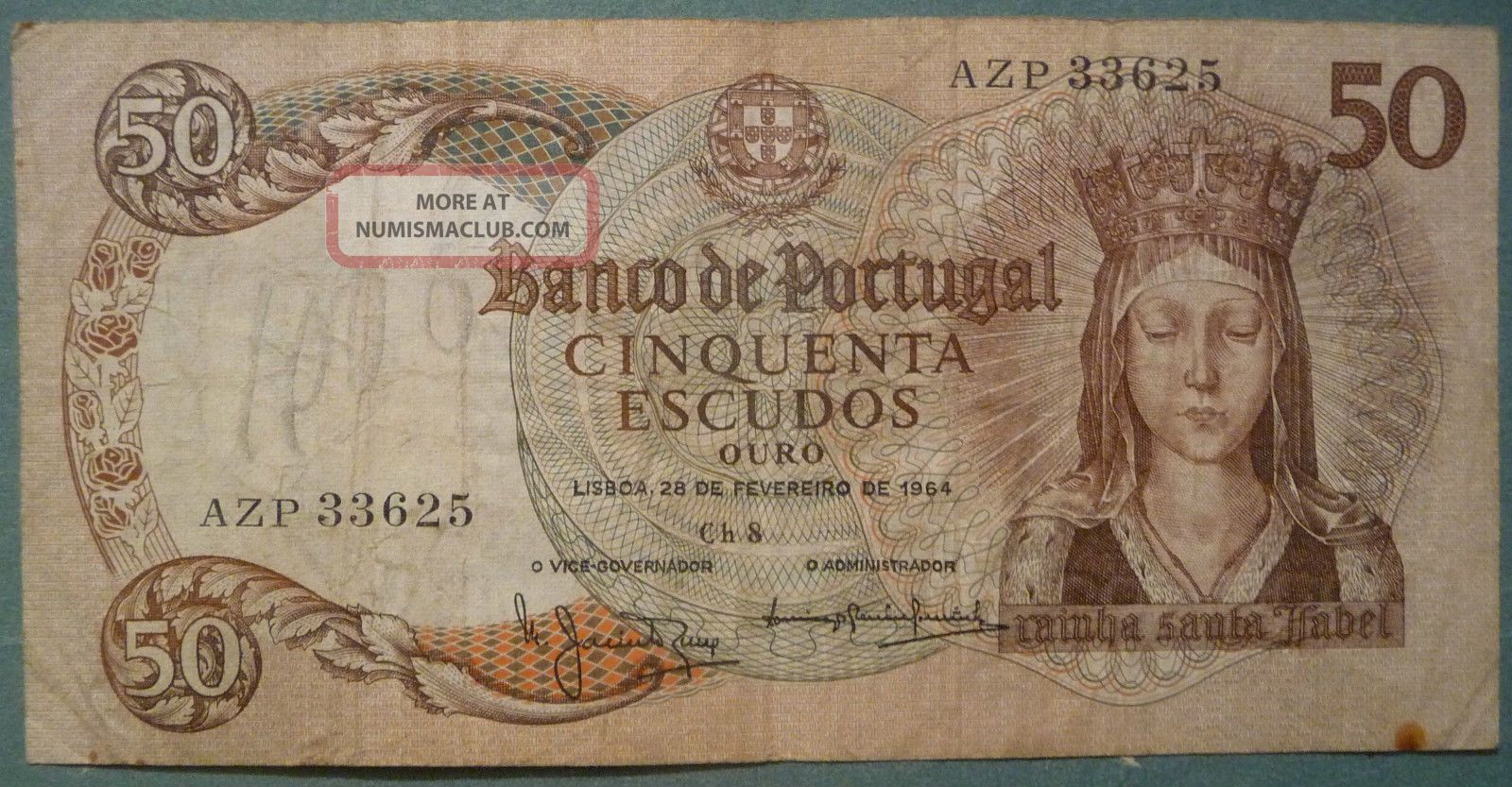 Portugal 50 Escudos Note Issued 28.  02.  1964,  P 168 Europe photo