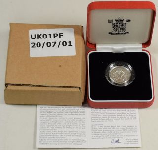 2001 United Kingdom Silver Proof Piedfort One Pound Coin - Box/cert photo