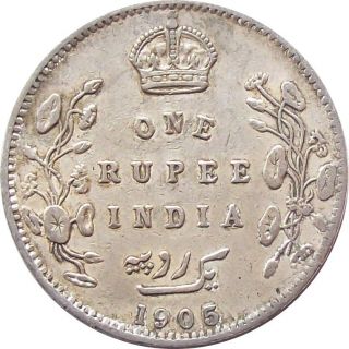 British India 1 - Rupee Silver Coin 1905 Ad King Edward Vii Km - 508 Very Fine Vf photo