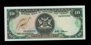 Trinidad And Tobago 10 Dollars (1985) Bw Pick 38d Unc -.  Banknote. photo