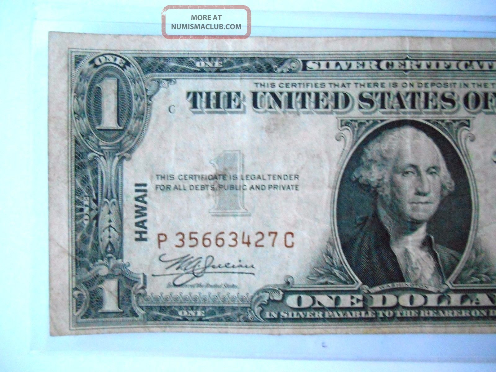 1935 A $1 Silver Certificate Wwii Issue Hawaii