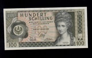 Austria 100 Schilling 1969 Pick 145 Xf Banknote. photo